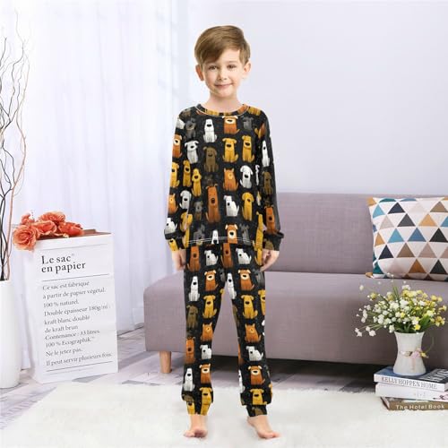 Long Sleeve Pajama Set for Girls Boys Kids,Dogs Pattern Cute Puppies Comfy Nightwear Soft Loungewear,Family Matching PJs Underwear Set 6T4