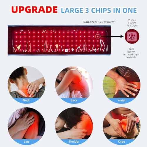 Red Light Therapy Infrared Light Therapy Belt for Body Waist Back Shoulder Leg Knee Muscle Relief, LED 660nm 850nm Wearable Large Red Light Belt with Timer Remote, Ideal Gift for Woman Man - Image 4