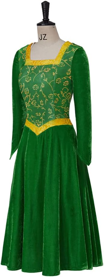 Willyacos Princess Costume Adult Women Green Velvet Cosplay Dress Halloween Outfit