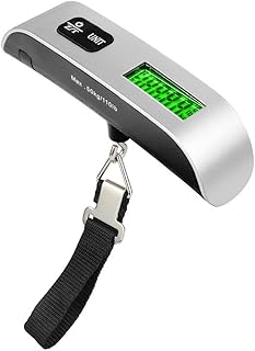 Digital Hanging Luggage Scale, Rubber Paint, Temperature Sensor, 110 Pounds, Silver