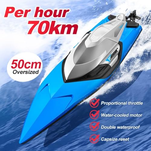 Image of Remote Control Boats for Pools and Lakes, RC Boat 70km /h High Speed Remote Control Racing Boat for Adults and Kids & Pools and Lakes, 2.4 Ghz Fast Electric RC Water Boats