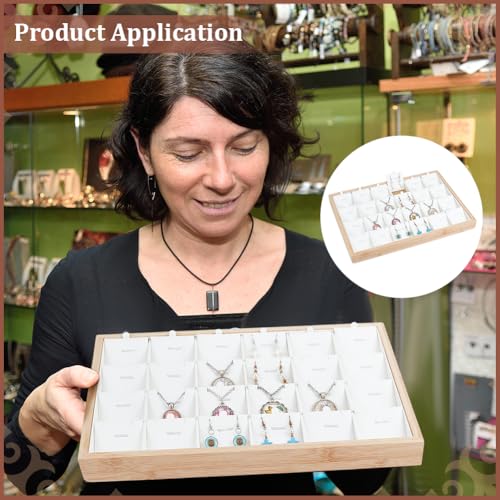 Plateau de présentation bijoux blanc à 24 compartiments en cuir