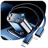Retractable Car Charger, 4 in 1 Fast Charging Car Charger USB-C & USB-A Compatible with iPhone 16/15/14/13/12/11,Galaxy,Pixel