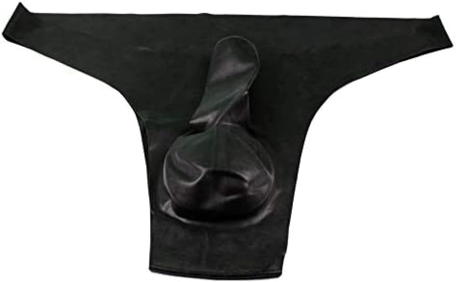 Men's Black Latex Rubber G-String Underwear with Cock and Ball Sheath,Black,Medium