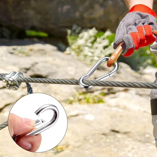 10 Stück φ6x60mm Karabinerhaken Clips & 10 Schlüsselanhänger, 304Edelstahl Karabinerhaken Karabiner Set,Karabiner belastbar bis 160kg,für Rucksack, Hundeleine, Camping, Reisen, Wandern