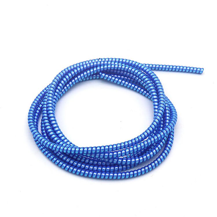 Image of J'TTON Spiral Metallic Color (2 Pcs) 1.4 Meters Each - Full Size Cord Charger Protector Winder for iPhone & Android USB Charging, Earphones, Lightning Cable (Blue)