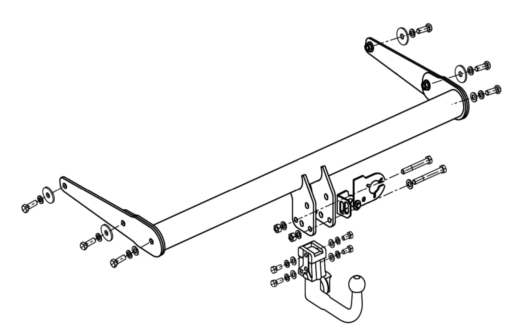 Hook Kompletny hak holowniczy wypinany pionowo kompatybilny z Seat Alhambra II 10.2010-2020 + uniwersalna wiązka elektryczna 13-PIN