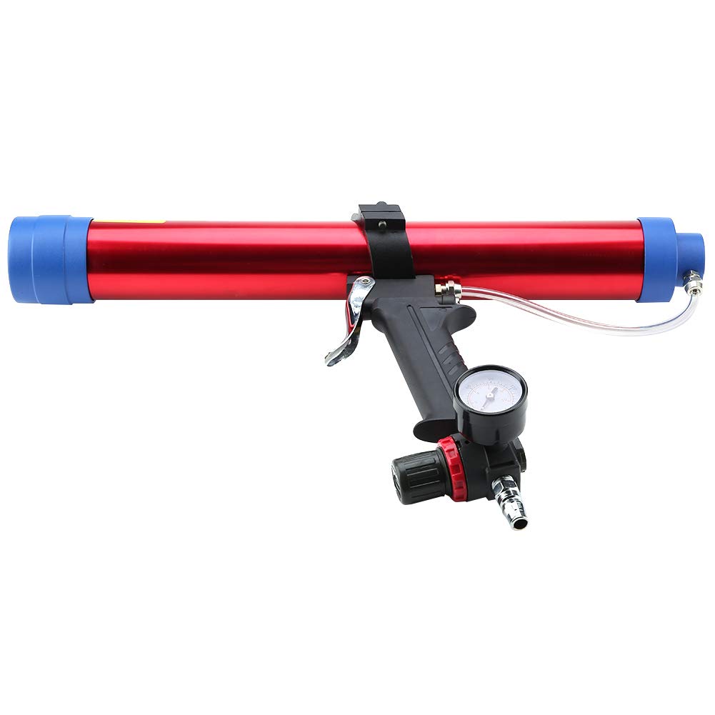 Hilitand Pistolet à Mastic Pneumatique pour Colle de Verre Kit, Pistolet à Air Comprimé de Cartouche de Mastic de Verre Pneumatique 300~600ML