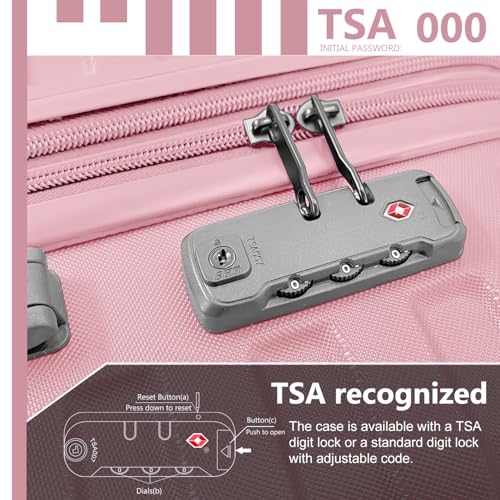 LARVENDER Luggage 6 Piece Sets Hardside Expandable Suitcases with Spinner Wheels TSA Lock, Lightweight Travel Carry On Luggage Sets for Women, Pink3