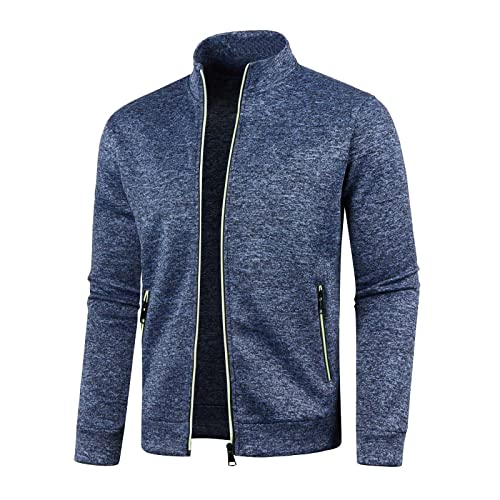 Sweatjacke Herren mit Reissverschluss Ohne Kapuze Klassisch Sportjacke Leichte Jacke Stehkragen Trainingsjacke Strickjacke mit Taschen Freizeitjacke Softshelljacke Laufjacke