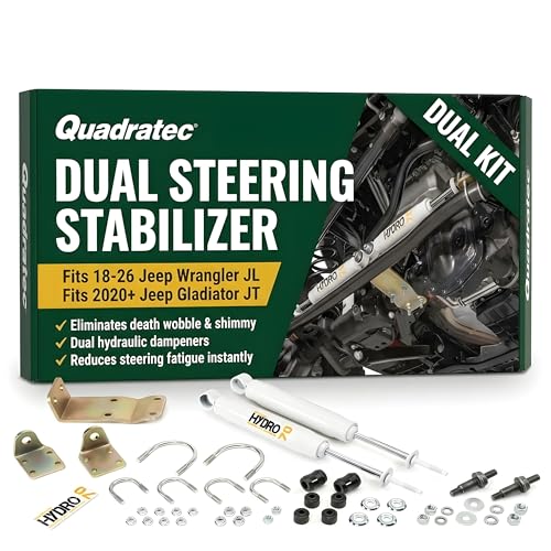 Quadratec Dual Steering Stabilizer - Fits Jeep Wrangler JL 2-Door JL Unlimited 4-Door & Gladiator JT 2018-2023 - Built to Original Specifications - Plug & Play Replacement
