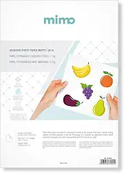 Mimo - Papel Fotográfico Adesivo Fosco - A4-115g - 20 Fls - Qualidade Premium - Controle de Absorção da Tinta Para Melhor Absorção e Resistente a Água - Gramatura de 115 g/m²