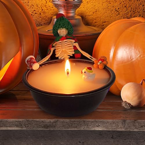 Bougie parfumée squelette d'Halloween déco de table 12cm