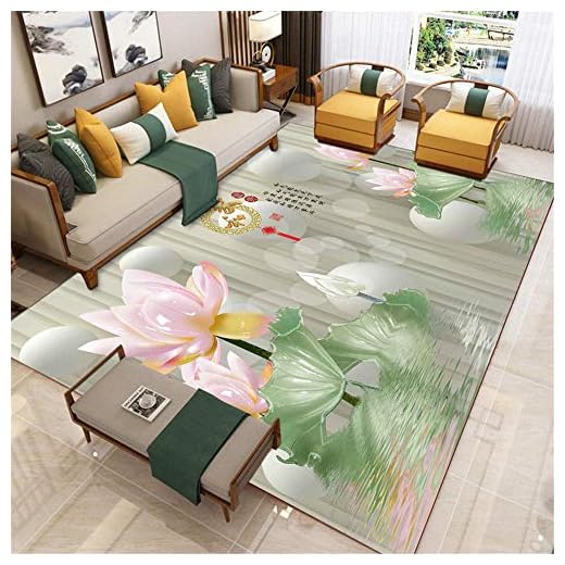 AU-SHTANG matta rutor grön matta, rosa lotusdesignmönster, orientalisk matta billiga extra stora mattor - rosa_200 x 280 cm