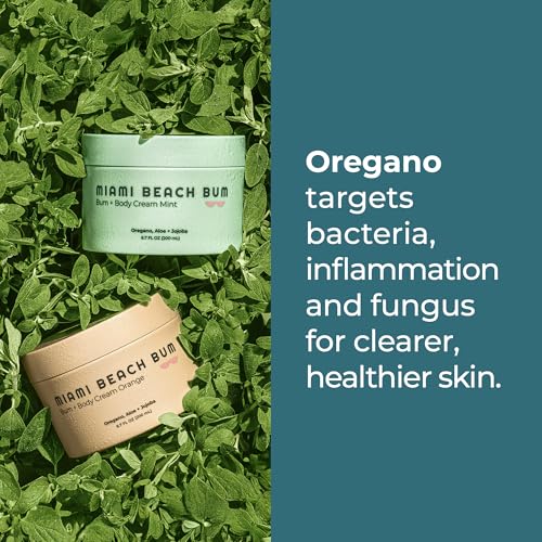 Image of Miami Beach Bum Bum + Body Cream Orange, Oregano Bum Bum Cream For Body Acne & Razor Bumps, pH-Balanced Moisturizer, 3.4 oz