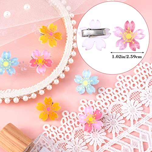Hinzic 30Pcs Mini Flower Hair Clips Cherry Blossom Claw Clips Cute Flower Hair Pins Small Hair Barrettes Decorative Wedding Hair Accessories For Girls Women (Pink Yellow Blue) #TOP2