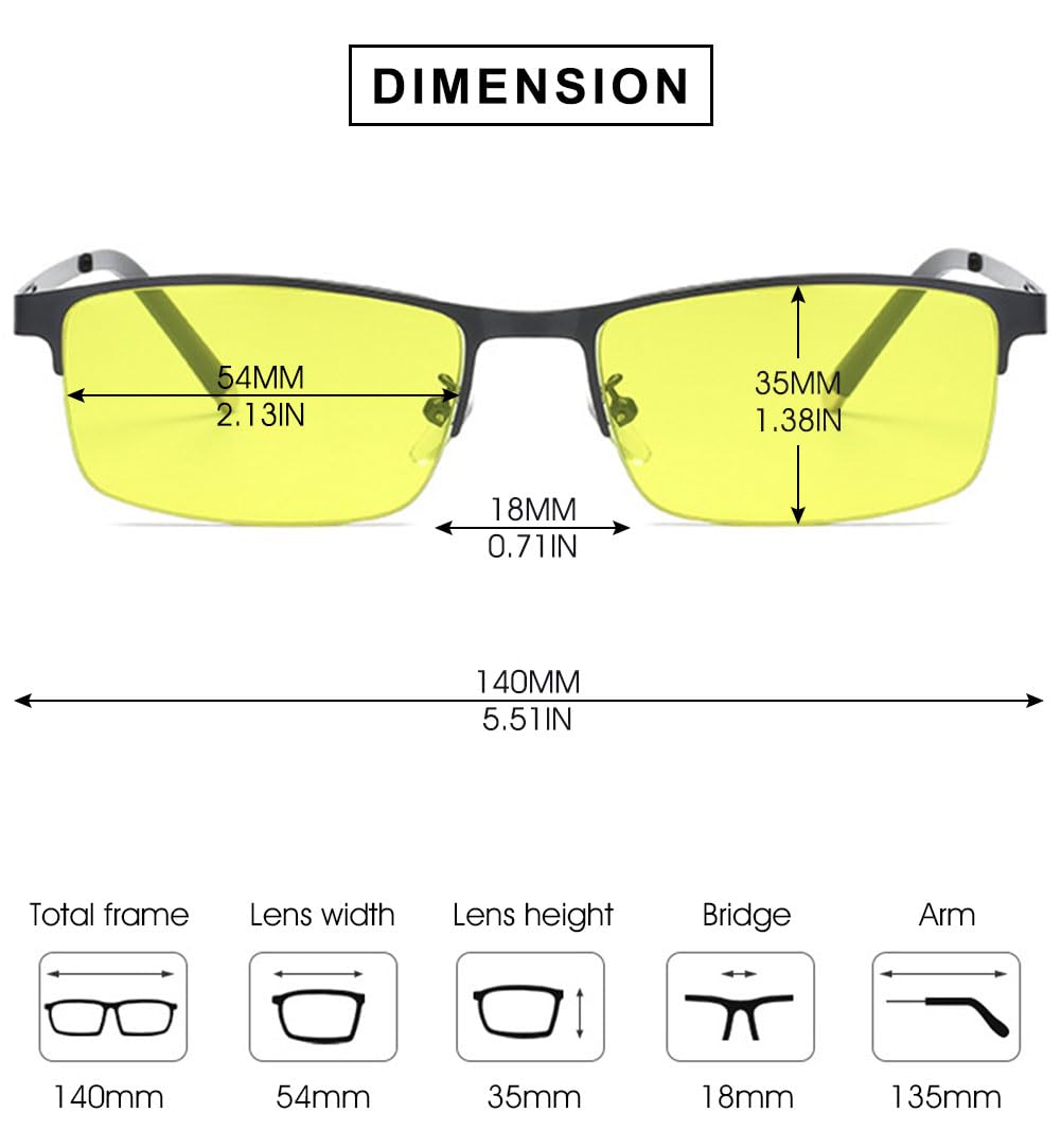 VEVESMUNDO Nachtsichtbrille Selbsttönende Getönte Metall Rechteckig Sonnenbrille Nachtfahrbrille Autofahrbrille für Autofahrer Herren