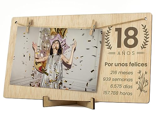 CONTRAXT Moldura de fotos aniversário aniversário 18 anos. Ideias detalhes presentes 18 aniversário casais namorados casamentos Cartão felicitação Feliz aniversário ou aniversário homem mulher (18