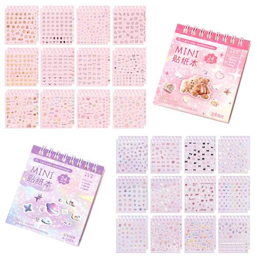 2 Pcs Nail Stickers, Cute Stickers Set with, 3D Stickers for Kids, DIY Nail Art Kit, Press On Nails Kit for Girls, Stickers for Kids Activity, Party Favors, Pink and Purple
