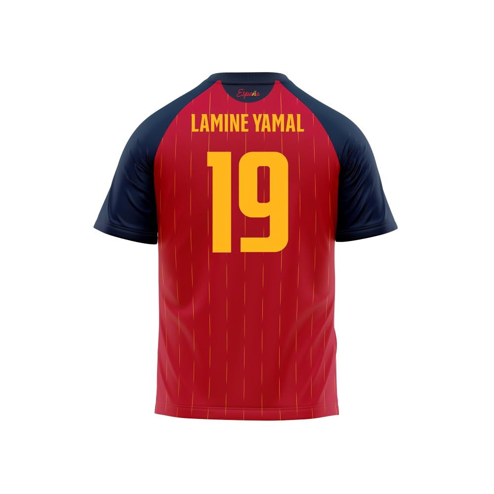 RFEF - Réplica Oficial Camiseta de Lamine Yamal España Niño Unisex Dorsal 19-1ª Equipación Selección Española 2026-100% Poliester Transpirable