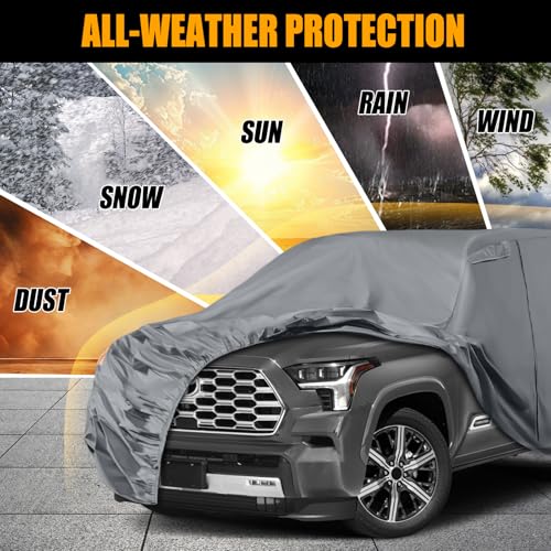Image of Waterproof Premium Car Covers Replace for 2001-2025 Toyota Sequoia, 10 Layers Heavy Duty with Cotton Liner All Weather Car Cover with Zipper Door, Windproof Bands for Snow Rain Dust Protection