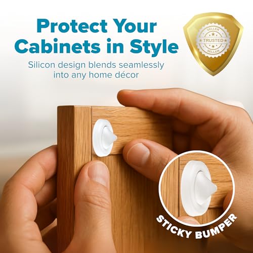 Image of STRONGEST HOME Cabinet Door Bumper 200 Pack White Rubber - Self Adhesive Stoppers for Quiet Close Protection - Drawer Pads for Furniture and Surface Cushioning - 0.5 x 0.2 Inch
