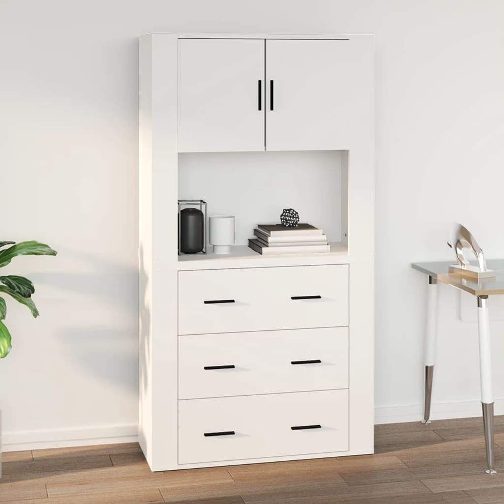 vidaXL Wandschrank, Hängeschrank mit viel Stauraum, Aufsatz für Schrank Sideboard, Schwebeschrank Beistellschrank Schwebend, Weiß Holzwerkstoff