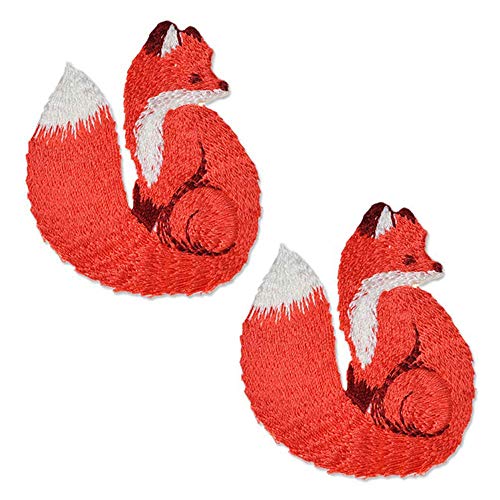 2 Pcs Cute Fox Iron On Patches for Backpacks, Hats, DIY Sew on Applique Patch, Vintage Embroidered Patches for Repair Clothes, Jackets, Jeans