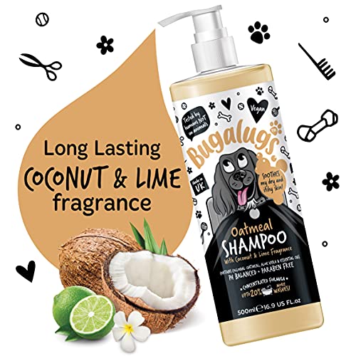 BUGALUGS Oatmeal & Aloe Vera Dog Shampoo Dog Grooming Shampoo Products for Smelly Dogs with Fragrance, Oatmeal Puppy Shampoo, Professional Vegan pet Shampoo & Conditioner - Thumbnail 3