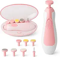 Cortador e Lixa de Unha Elétrico para Bebês 6 em 1 com Luz LED Silencioso e Seguro, Estojo Portátil Incluso, Ideal para Recém-Nascidos, Crianças e Adultos – Fácil e Indolor (rosa)