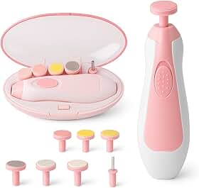 Cortador e Lixa de Unha Elétrico para Bebês 6 em 1 com Luz LED Silencioso e Seguro, Estojo Portátil Incluso, Ideal para Recém-Nascidos, Crianças e Adultos – Fácil e Indolor (rosa)