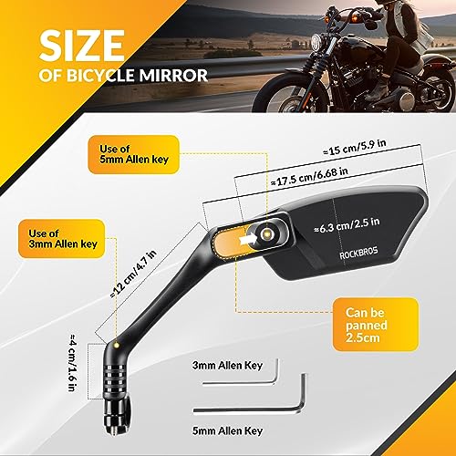 ROCKBROS Bike Mirrors 360°Rotation Bicycle Handlebar Mirrors Adjustable Cycling Rear View Mirror Stainless Steel Bike Side Mirrors for Mountain Road Bike Motorcycle - Image 4