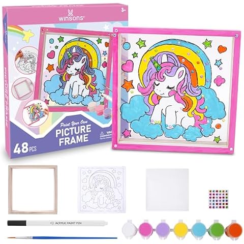 WINSONS Acrylic Painting Kit for Kids - Paint Your Own Picture Frame,Includes 7 Acrylic Paints, Brushes, Wood Frames, and Acrylic Pen- DIY Art Set for Children - Gift for Boys and Girls Cover