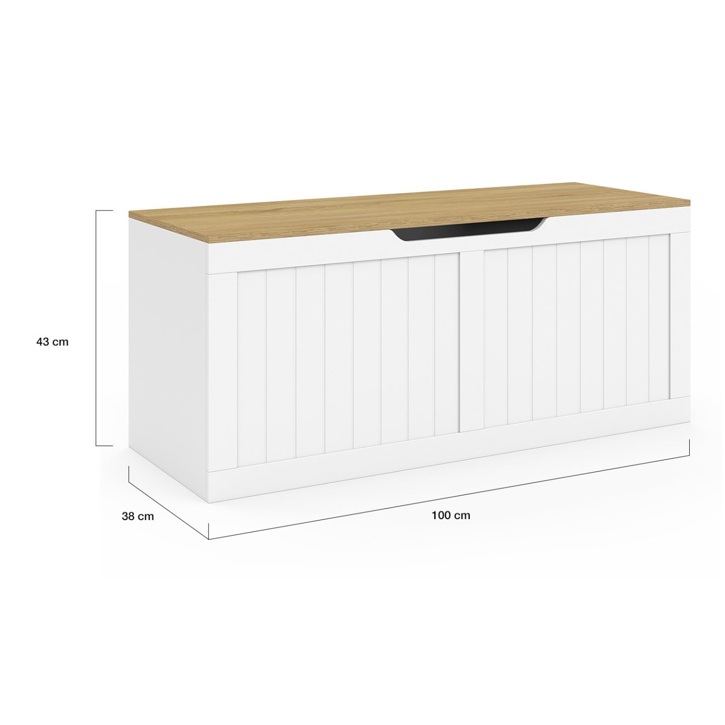 IDMarket - Banc Coffre Rangement 100 cm Leon Bois et Blanc