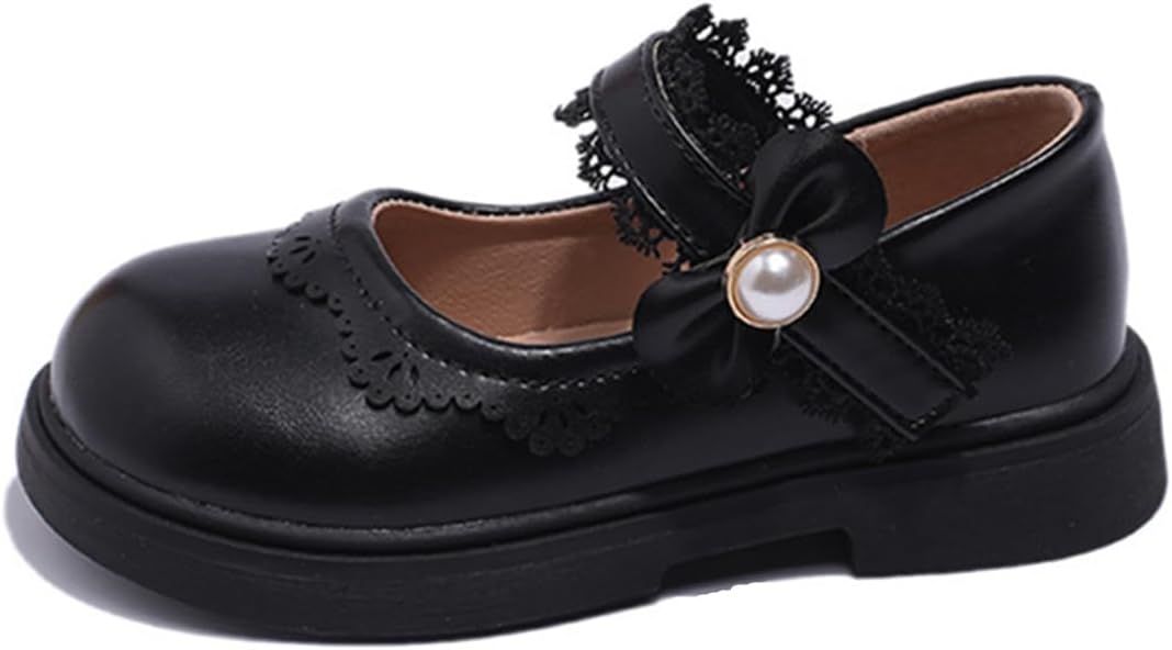 Toddler Girl Dress Shoes Mary Jane Ballerina Ballet Flats for Girls Bow Flower Girl Wedding Party School Shoes