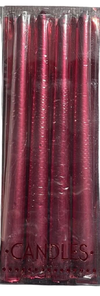 Dsuk Metallic Red 4Pcs 25Cm Tapered Candles Taper Wax Color Dinner Table Wedding Xmas Party Light Uk (Metallic Red)