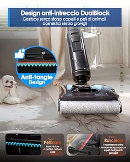 Tineco FLOOR ONE S7 Stretch Steam Lavapavimenti Aspirapolvere a Vapore Senza Fili, 140℃ HyperSteam, 180° Posizione Piana, Design Anti-Ingroppamento, Auto-pulizia FlashDry, Fino a 80 min di autonomia