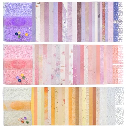 78 Hojas de Papel para Scrapbook, 3 Paquetes de Papel Texturizado Hecho a Mano, Scrapbooking 10.0 x 14.0 cm con Diseño de Malla para Manualidades y Envoltura de Regalos