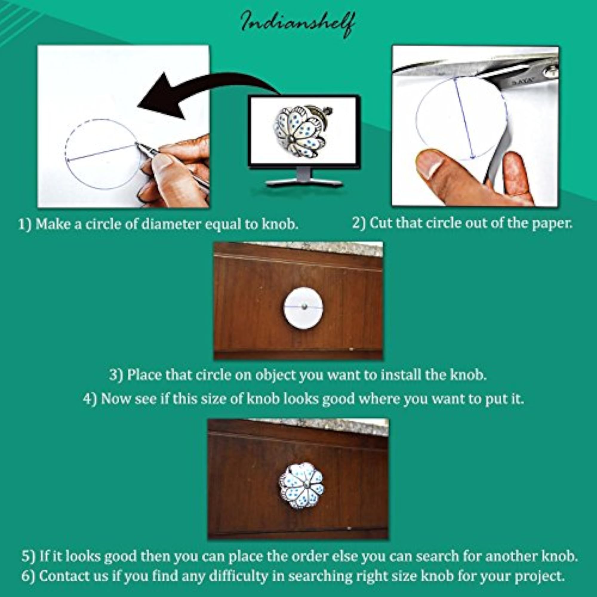 4 Clock Cabinet Knobs for Drawer Dresser