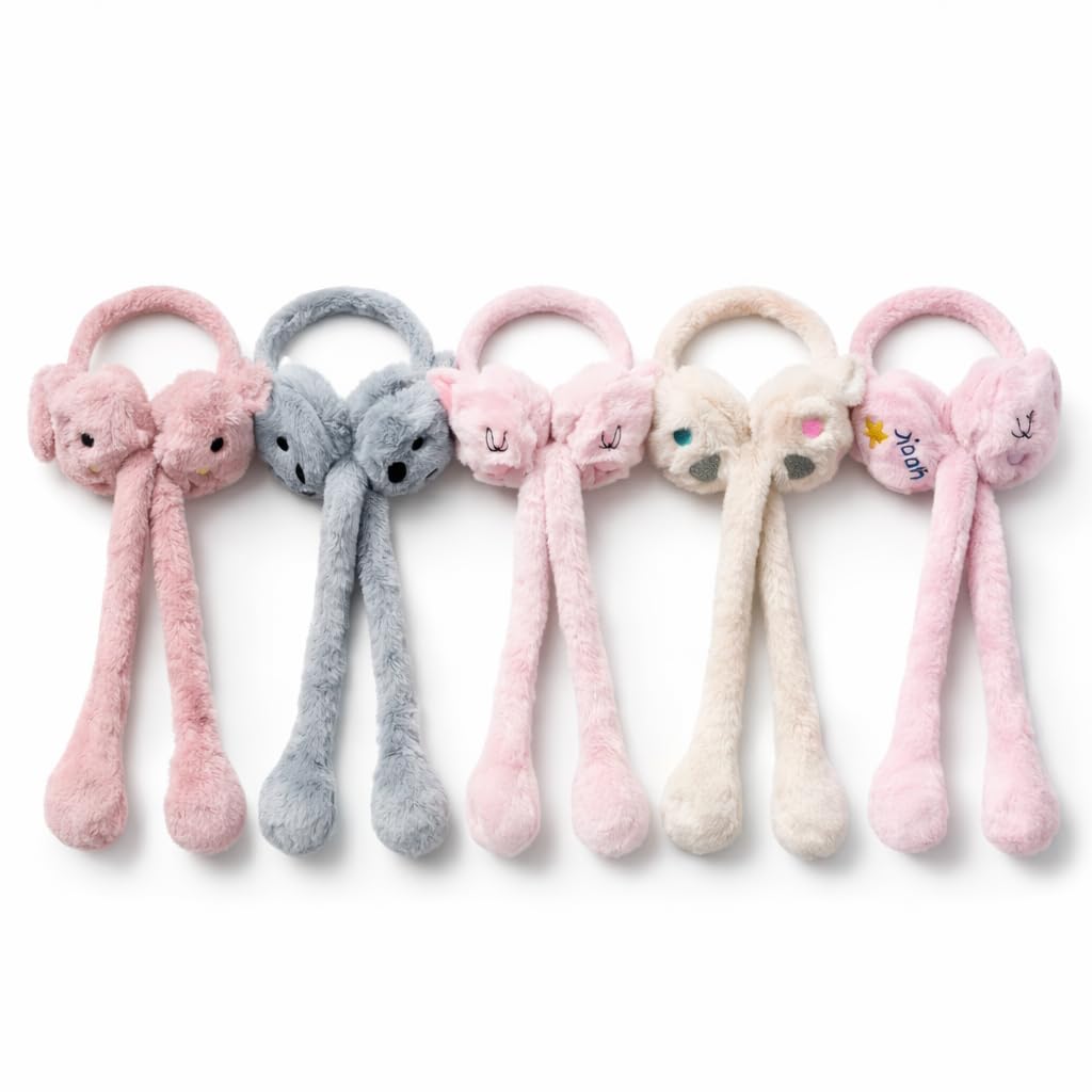 Cute Moving Ear Earmuffs, Soft Plush Winter Ear Warmers with Jumping Mechanism, Funny Animal Headband Gift for Girls, Kids and Women, Assorted Random Colour, Pack of 1-image-14