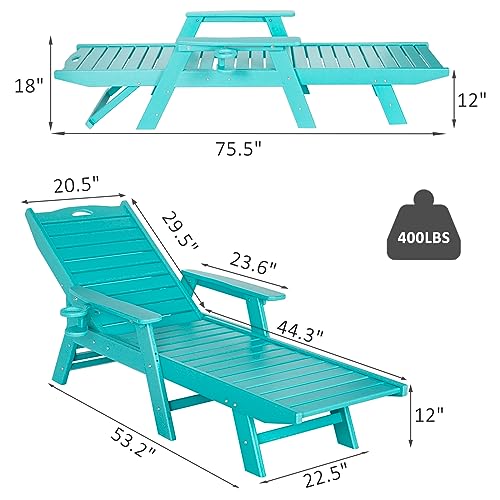 nalone-Chaise-Lounge-Set-of-2-Outdoor-with-5-Position-Adjustable-Backrest-HDPE-Lounge-Chair-for-Outside-Supports-Up-to-400-LBS-Pool-Lounge-Chairs-for-Patio-Poolside-Deck-Beach-Backyard-Aruba nalone Chaise Lounge Set of 2 Outdoor with 5 Position Adjustable Backrest HDPE Lounge Chair for Outside Supports Up to 400 LBS Pool Lounge Chairs for Patio Poolside Deck Beach Backyard Aruba