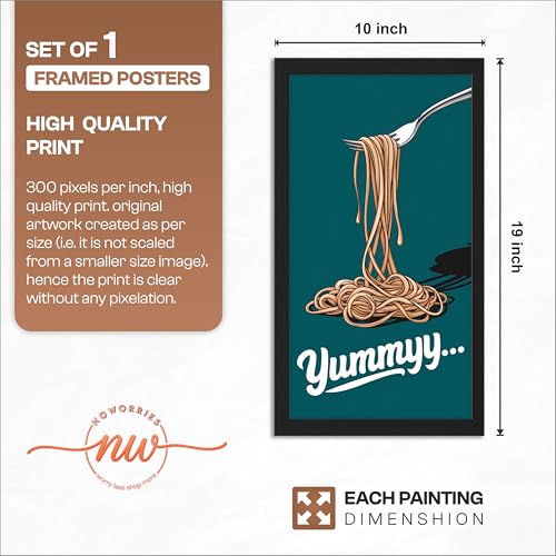 Image of NoWorries Wall art framed painting food posters for cafe decor (Synthetic wood frame) inch300 GSM premium art HD prints inch Wall painting for Home & Kitchen Decor (Pattern illustration)( Set of 1, Framed Painting) (BLACK, ART-7, 10X19INCHES)