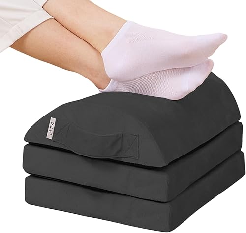 Reposapiés de gran tamaño para debajo del escritorio con 3 alturas ajustadas, taburete de espuma viscoelástica, alivio del dolor de espalda, lumbar