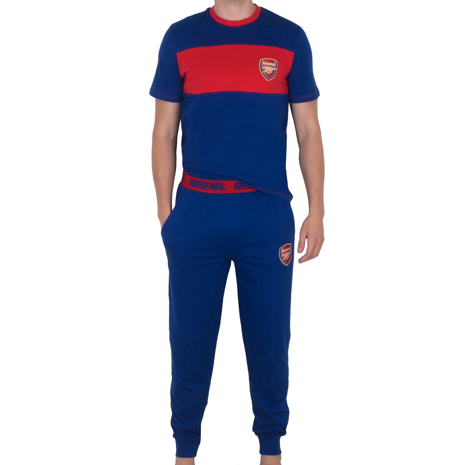 Arsenal Fc Official Football Gift Mens Premium Long Pyjamas Set Navy Red Xxl Blue,Red
