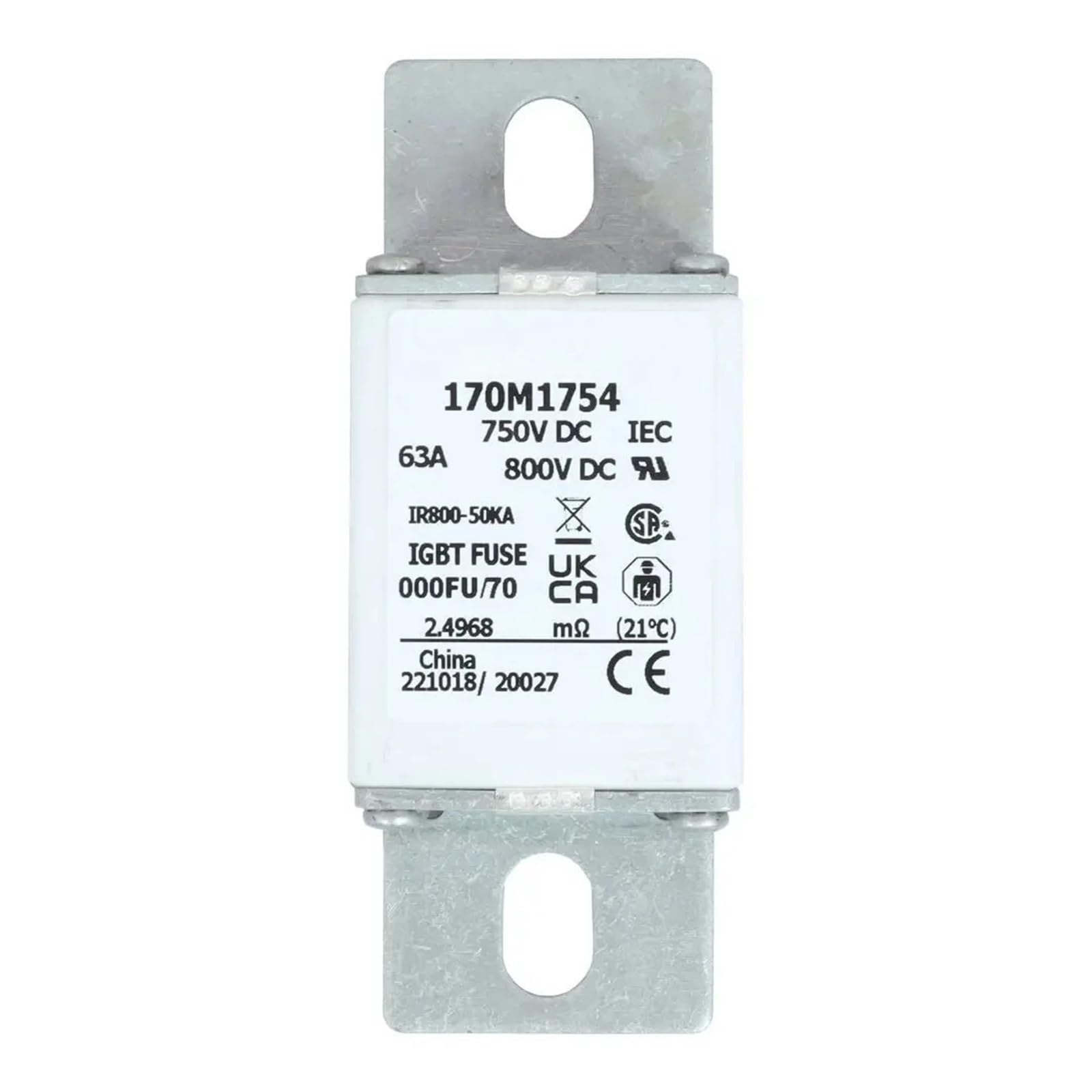 Fusible 170M1750 pour onduleur et protection de semi-conducteur de puissance 170M1753