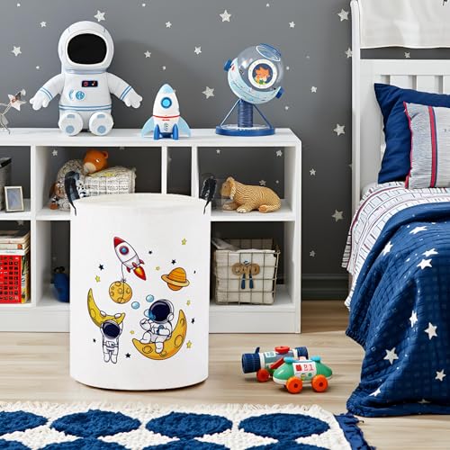 Image of Baby Laundry Basket Baby Nursery Hamper Kids Laundry Basket Toy Storage Bin for Boys Room Decor Gift Baskets for Bedroom Bathroom(Astronaut)