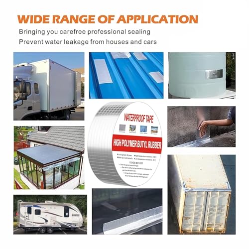 Image of Adhesive Waterproof tape (2 Inch (5CM*5M) | Super Strong Permanent Repair Roof | Water Leakage Solution Rubber Tape | surface Crack Window Sill Gap Boat Sealing Tank Leak