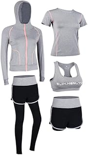 ZED- Women'S Track Suits Yoga Sportswear Suits,Hooded Tops,Sweatshirts,Sports Bras,T-Shirts,Tops and Pants,Women'S Sportswear Suits,Yoga Suits,Fitness Training Suits (T-Shirts+Shorts)