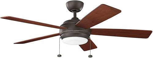 Miniatura 10 de KICHLER 330174PN Ventilador de techo con 5 aspas plateadasnogal con luz de 53 vatios, níquel pulido