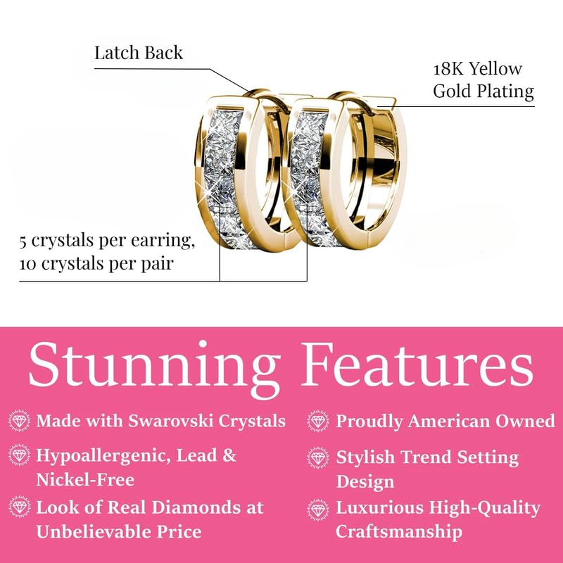 Cate & Chloe Giselle 18k White Gold 15mm Hoop Earrings with Simulated Diamond Crystals, Stylish Hypoallergenic Jewelry for Women, Gift for Her2